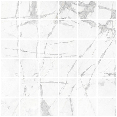 Мозаика Blanc Invisible Mosaic Soft 30x30 керамогранит Living Ceramics  матовая чип 55х55 мм, белый, серый LV10639
