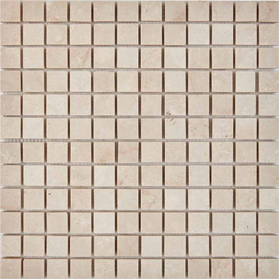Мозаика из мрамора Cream Marfil PIX235, чип 23x23 мм, сетка 305х305x6 мм матовая, бежевый