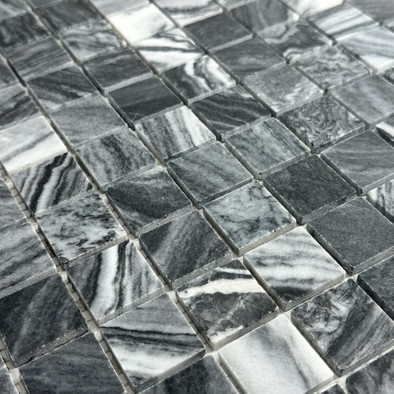 Мозаика Marble Mosaic Smoke grey Pol камень 30х30 см полированная чип 23х23 мм, белый, серый