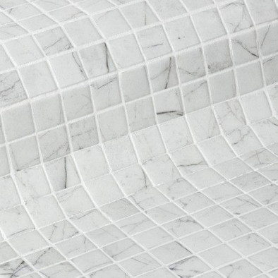Мозаика Ezarri Carrara 50 Safe стекло 36.5х36.5 см матовая, антислип чип 50х50 мм, белый, серый