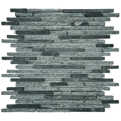 Мозаика Marble Mosaic Stripes Dark Grey стекло 30х34 см глянцевая чип 10x48/98/148 мм, серый, темно-серый