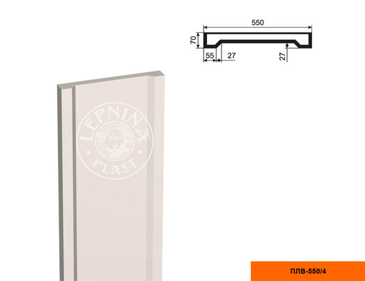 Лепнинапласт Пилястра ПЛВ-550/4 (тело) фасадная полистирол 550х2500х70 мм