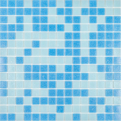 Мозаика ML42015 стекло 32.7х32.7 см глянцевая чип 20x20 мм, голубой, синий