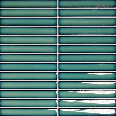 Мозаика R-339 керамика глянцевая 29.6х29.9 см чип 20x145 мм, зеленый