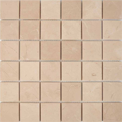 Мозаика из мрамора Crema Nova PIX228, чип 48х48 мм, сетка 305х305х6 мм полированная, бежевый