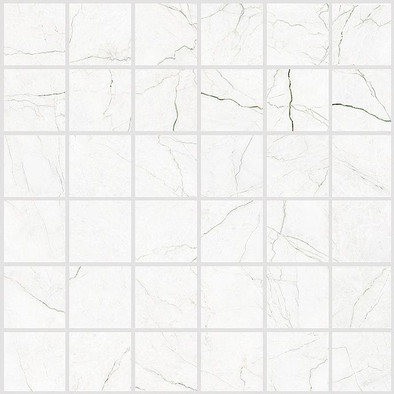 Мозаика Tagina Mosaico Segesta Verde Luc Ret керамогранит 30х30 см полированная чип 50х50 мм, белый, зеленый 127303