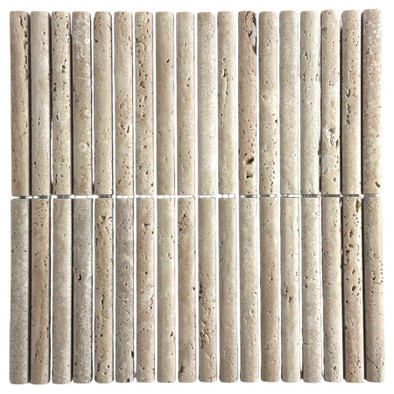 Мозаика Marble Mosaic Travertine Bars мрамор 30.5х30.5 см матовая чип 15х151 мм бежевый