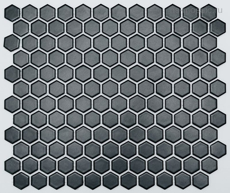 Мозаика PS2326-02 керамика 26х30 см матовая чип 23х26 мм, черный