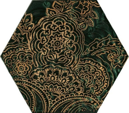 Декор Urban Colours Green Inserto Szklane Heksagon B 17.1x19.8 глянцевый керамический