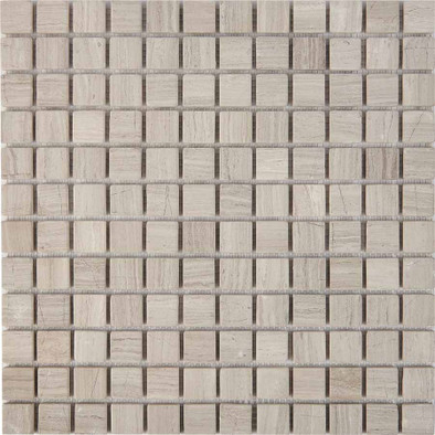 Мозаика из мрамора White Wooden PIX256, чип 23x23 мм, сетка 305х305x6 мм матовая, бежевый