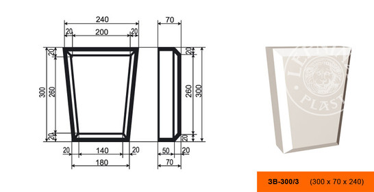 Лепнинапласт Замок ЗВ-300/3 фасадный полистирол 240х300х70 мм с покрытием эластичной шпатлёвкой PS-TechnoPlaster
