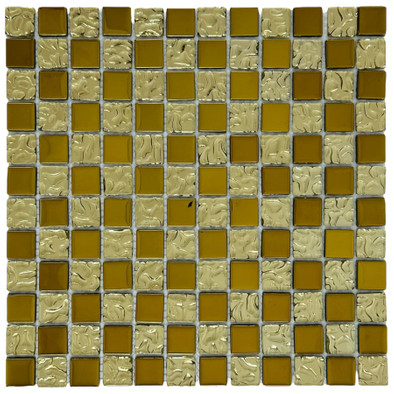 Мозаика Marble Mosaic Chic Gold стекло 30х30 см глянцевая чип 23x23 мм, золотой-oro-gold