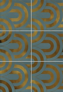 Декор Vives Hanami Takada Turquesa Oro 23x33.5 керамический