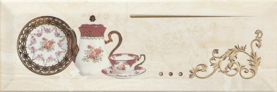 Декор Monopole Petra Decor Pranzo Gold B 10x30, глянцевый керамический