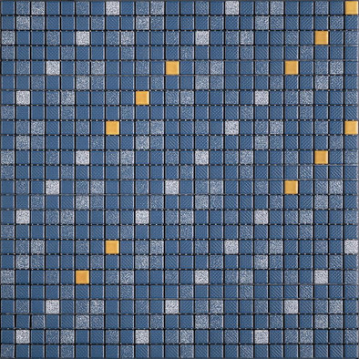Мозаика Denim Striato 001 керамика 30х30 см Appiani матовая чип 12х12 мм, желтый, синий STR 001