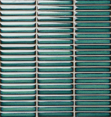 Мозаика Bonaparte Finger Pacific Blue керамогранит 28.4х29.8 см матовая чип 12х92 мм, зеленый