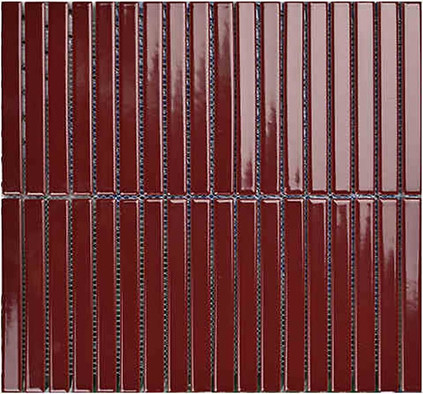 Мозаика Porcelain mosaic Mosaic 1.5х14.5 Y15F736 Красный глянцевый керамогранит 29.4х31.3 см чип 15х145 мм