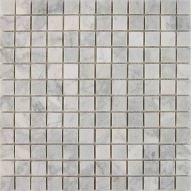 Мозаика из мрамора Bianco Carrara PIX240, чип 23х23 мм, сетка 300х300х6 мм матовая, серый