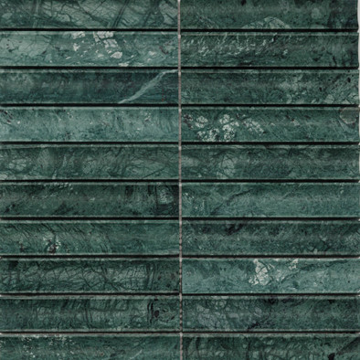 Мозаика Pixmosaic PIX 344 Spider Green, Concave, чип 30х151 мм, сетка 305х318х12 мрамор матовая зеленый