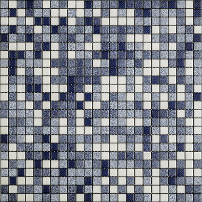 Мозаика Mix Denim Oltremare керамика 30х30 см Appiani матовая чип 12х12 мм, белый, голубой, синий X DEN 403