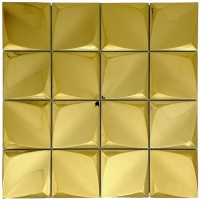 Мозаика Marble Mosaic Origami Gold нержавеющая сталь 30х30 см 3D чип 75х75 мм, золотой-oro-gold