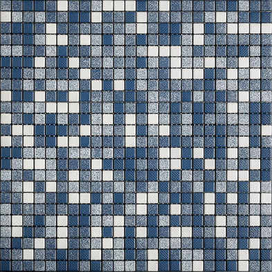 Мозаика Mix Denim Avio керамика 30х30 см Appiani матовая чип 12х12 мм, белый, голубой, синий X DEN 402