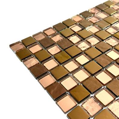 Мозаика Marble Mosaic Crystal Mix Rose стекло 30х30 см глянцевая чип 20x20 мм, медь