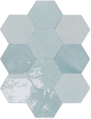 Настенная плитка Zellige Hexa Aqua (122081) 10,8х12,4 Wow глянцевая керамическая