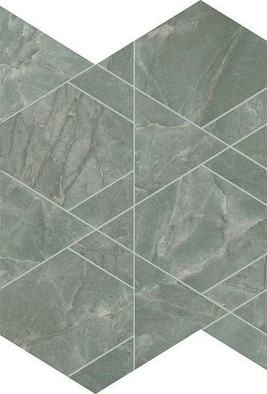 Мозаика Marvel Diva Aqua Mosaico Triangle Lapp. 28,9x33,4 керамогранит Atlas Concorde Italy полированная, зеленый, серый AYLX