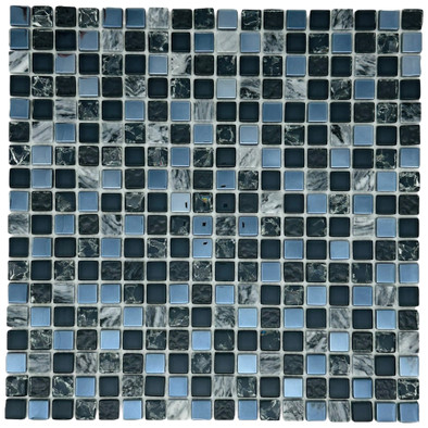 Мозаика Marble Mosaic Black Edition стекло 30х30 см глянцевая чип 15x15 мм, черный