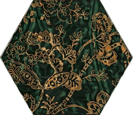 Декор Urban Colours Green Inserto Szklane Heksagon C 17.1x19.8 глянцевый керамический