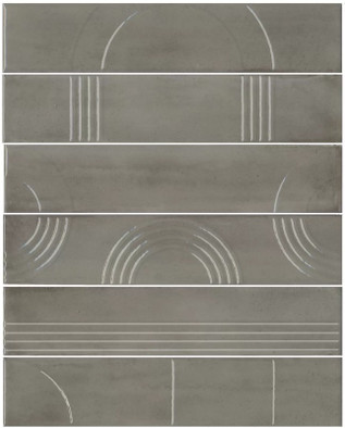 Панно KMP3STA004RN6X Мажорель Серый глянцевый (из 6 частей 6х28,5) 36x28,5x1 Kerama Marazzi керамическое