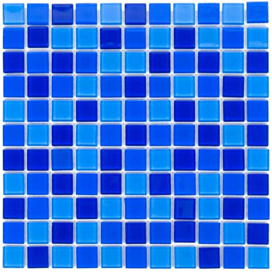 Мозаика стеклянная Aquaviva Сristall Jamaika темная DCM301 30х30 см глянцевая чип 25х25 мм, голубой, синий 017387