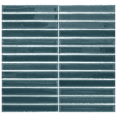Мозаика Short Stick Pacific керамика 28х30 см Amadis Fine Tiles глянцевая чип 20х150 мм, синий 8436552229415