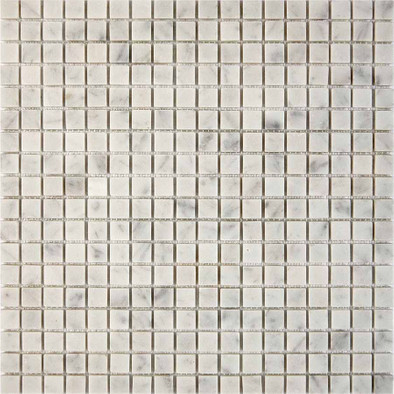 Мозаика из мрамора Bianco Carrara PIX239, чип 15х15 мм, сетка 300х300х4 мм матовая, серый