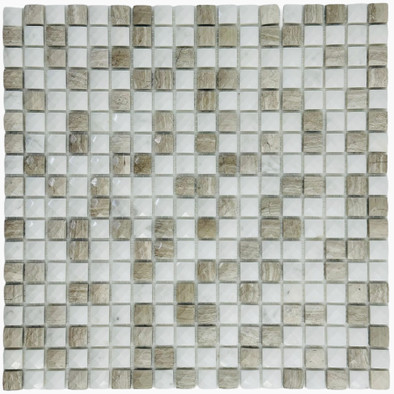 Мозаика Marble Mosaic Diamond mix stone 2 Pol камень 30.5х30.5 см полированная чип 15х15 мм, бежевый, серый
