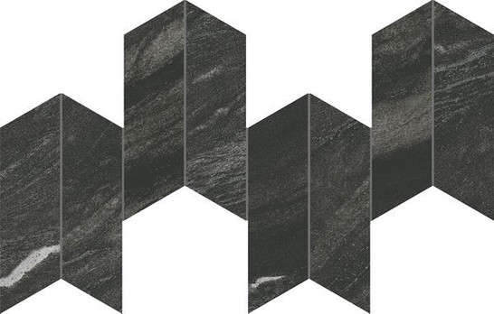 Мозаика Marvel Diva Black Tempest Mosaico Chevron Velvet 17.5х46.3 см  керамогранит Atlas Concorde Italy сатинированная, черный AYD5