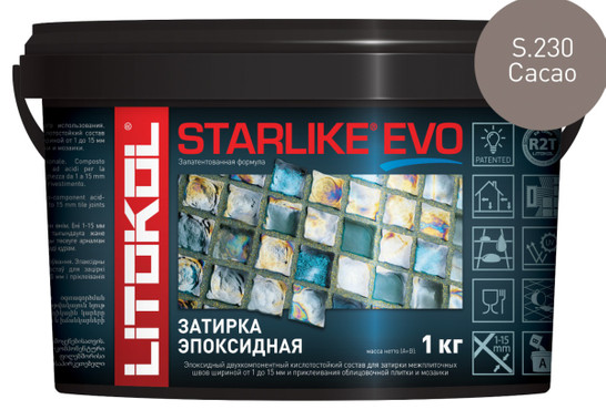 Затирка для плитки эпоксидная Litokol двухкомпонентный состав Starlike Evo S.230 Cacao 5 кг 485280004 фото Затирка для плитки эпоксидная Litokol двухкомпонентный состав Starlike Evo S.230 Cacao 5 кг 485280004