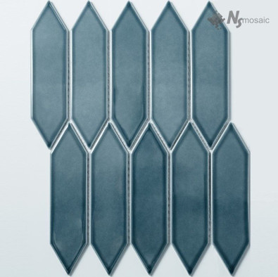 Мозаика R-320 керамогранит 25.7х31.3 см глянцевая чип 48х195 мм, голубой