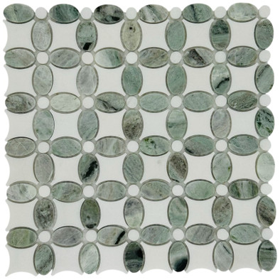 Мозаика Marble Mosaic Emeralda Pol камень 29х29.2 см полированная, серый, белый