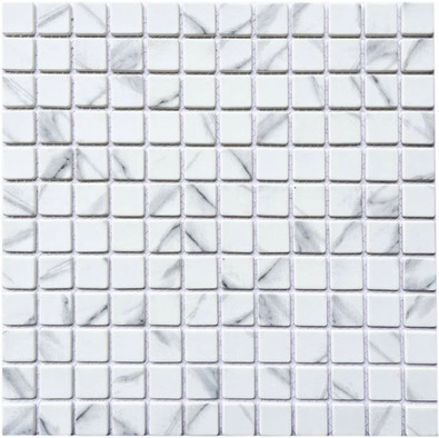 Мозаика PIX764 из стекла, 30х30 см Pixmosaic матовая чип 23х23 мм, белый, серый