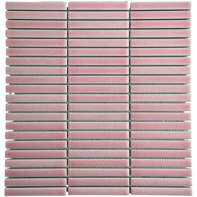 Мозаика Marble Mosaic Kit-Kat Pink керамика 28.2х29.4 см полированная чип 12x92 мм розовый