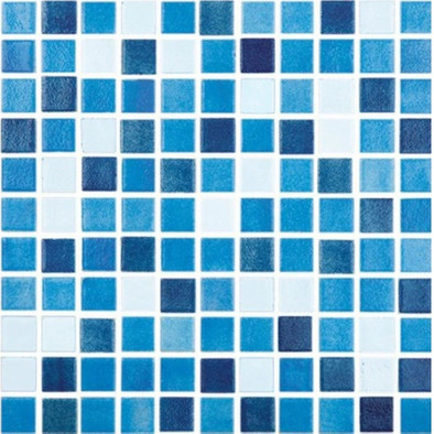 Мозаика Mixed № 110/508/100 (на бумаге) стекло 31.7х31.7 см Vidrepur глянцевая чип 2.5x2.5 мм, белый, голубой, синий С0002827