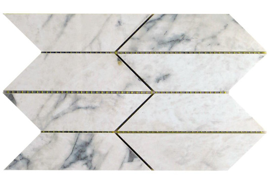 Мозаика Mk.TrapezePatWhLp 18.5х32.2 керамогранит лаппатированная, белый, серый