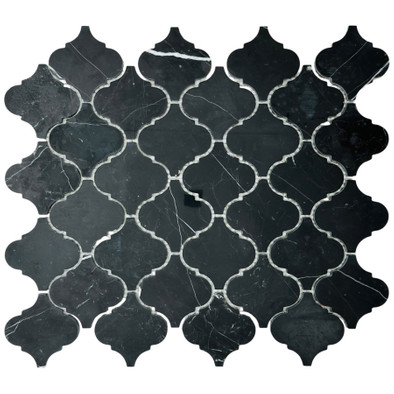 Мозаика Marble Mosaic Arabesco Nero Marquina Pol камень 27.8х32.5 см полированная чип 68х68 мм, черный
