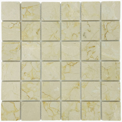 Мозаика Marble Mosaic Crema Marfil Pol камень 30.5х30.5 см полированная чип 48х48 мм, бежевый