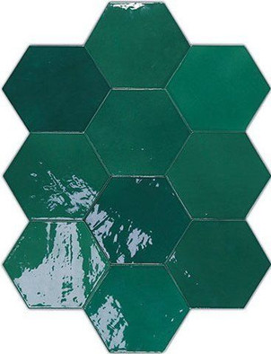 Настенная плитка Zellige Hexa Emerald (122086) 10,8х12,4 Wow глянцевая керамическая
