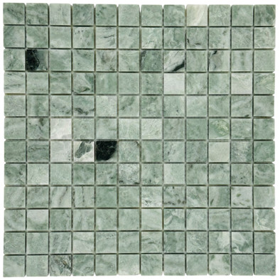 Мозаика Marble Mosaic Cloud Emerald Pol камень 30х30 см полированная чип 23х23 мм, зеленый, серый