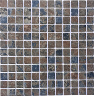 Мозаика PIX761 из стекла, 30х30 см Pixmosaic матовая чип 23х23 мм, коричневый, синий