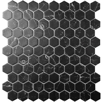 Мозаика Hex Marquina (на сетке) 3.5х3 стекло 30.7х31.7